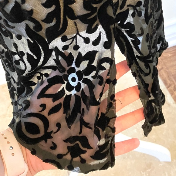 Y2K Black silk velvet burnout chemise, Victoria’s Secret size M - Picture 4 of 14